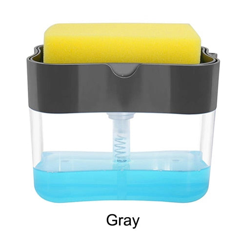 Gray Kitchen Pump Soap Sponge 