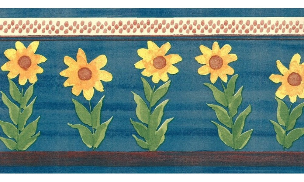 Blue Sunflower KR2214 Wallpaper Border