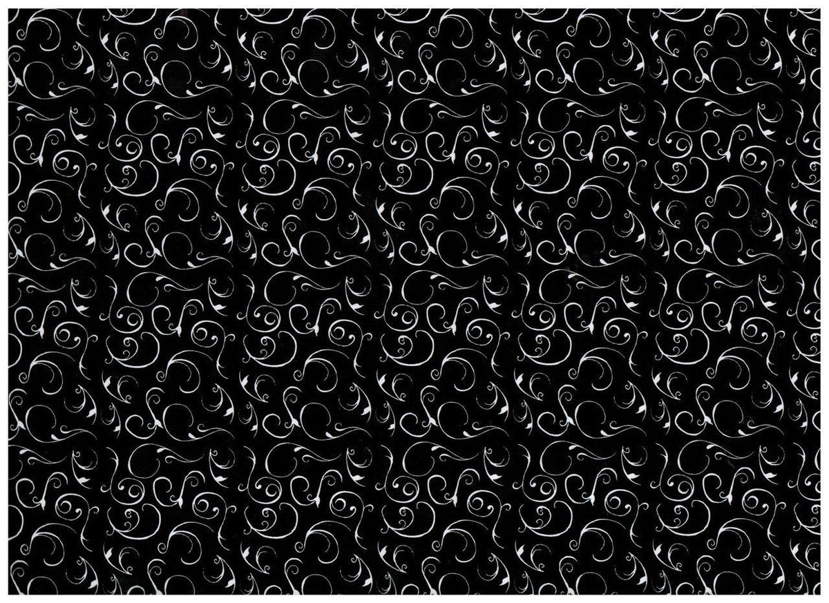 White on Black Silhouette Swirl Contact Paper