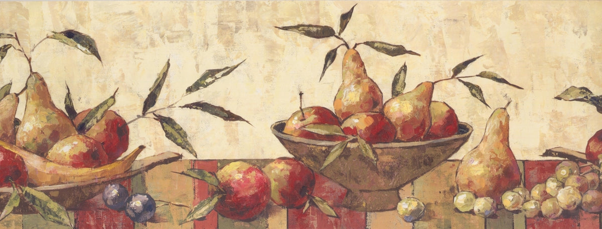 Faux Paint Pear Apple Plum Grapes Cream BE10121B Wallpaper Border