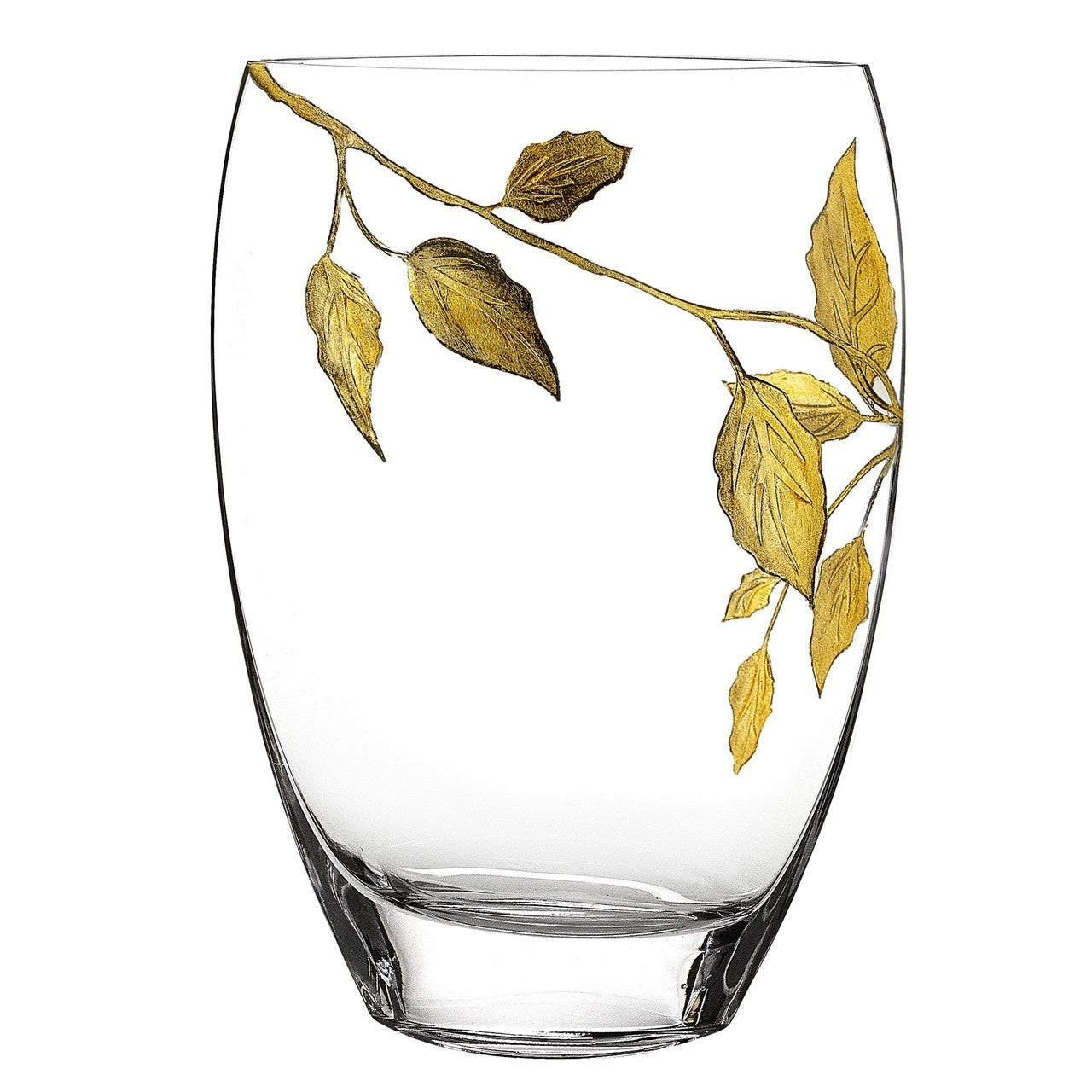 Gold Leaves European Glass 12 Vase