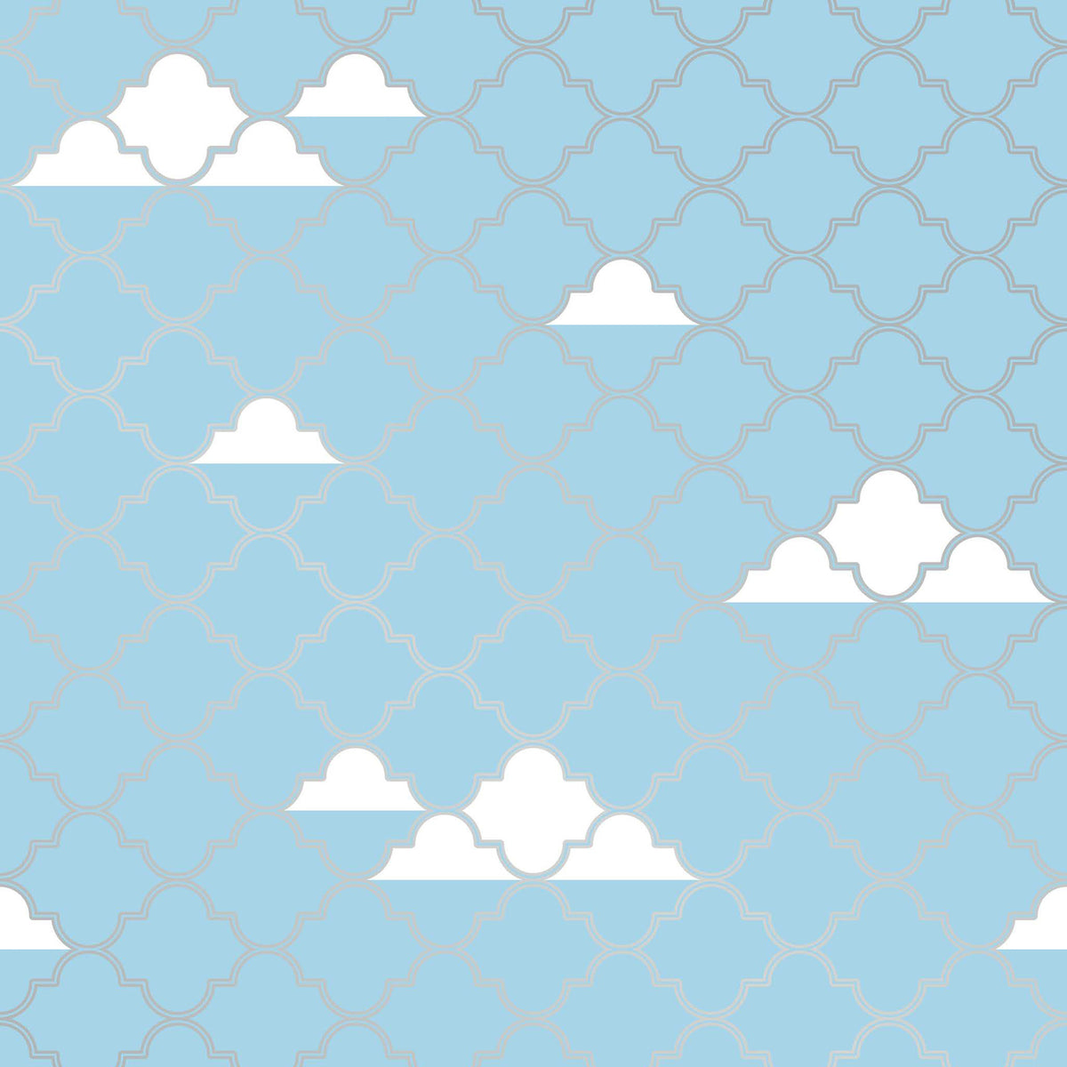 Clouds Blue And Silver Self-Adhesive CL704 Wallpaper