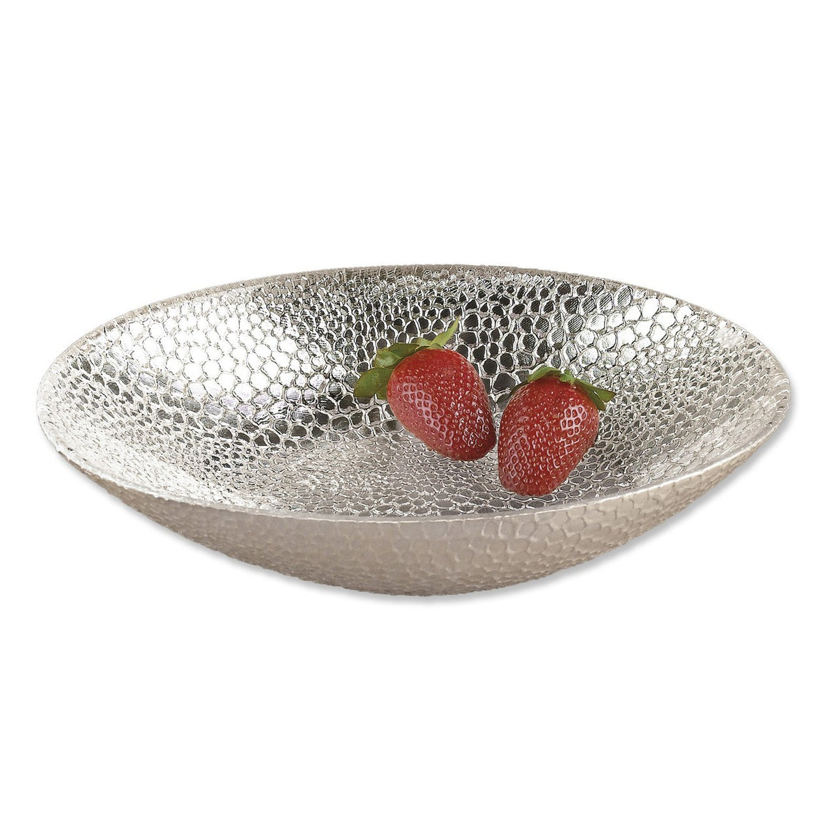 Authentic Silver-plated Snakeskin Oval Bowl