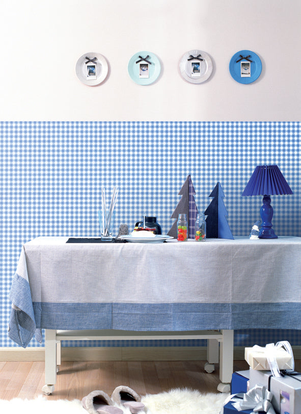 Blue Gingham Checkered Contact Paper Shelf Liner