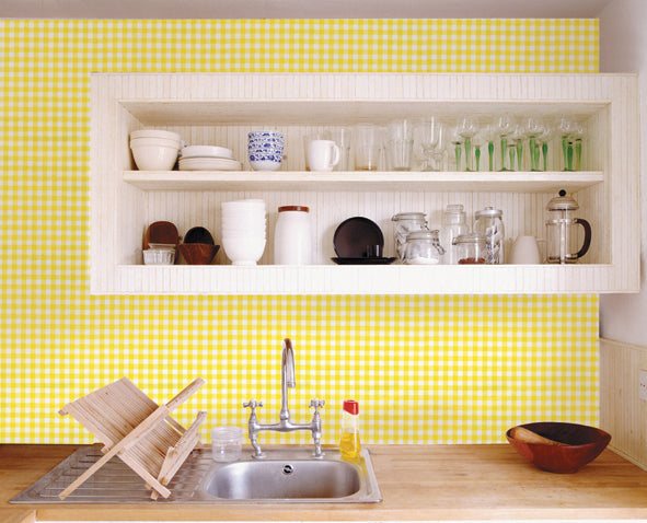 Yellow Gingham Contact Paper Shelf Liner DPS41GP - Gifted Parrot