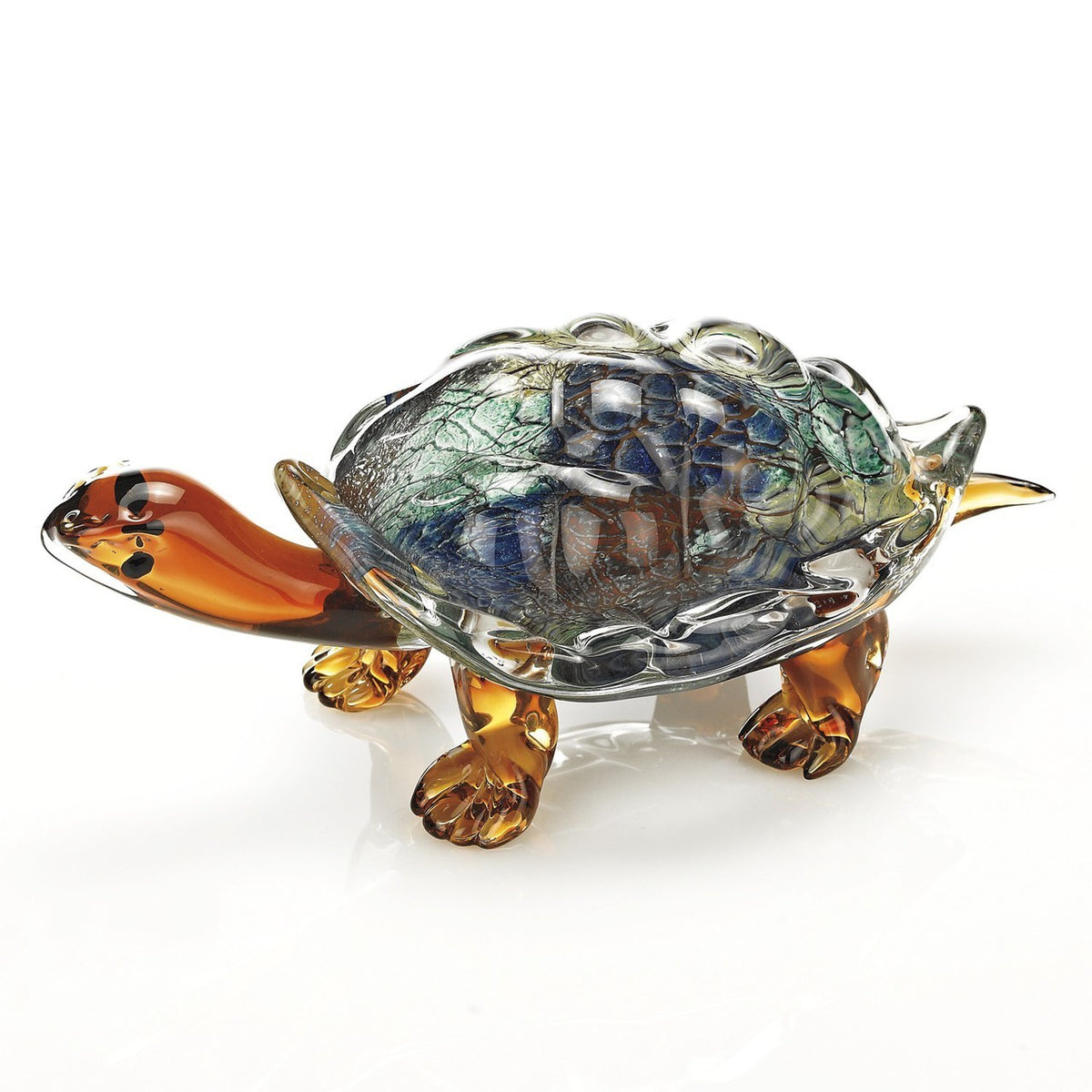 Firestorm Art Glass Turtle L12x6x5 inch