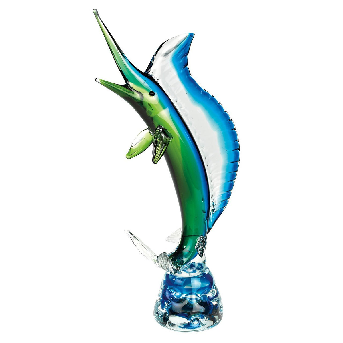 Murano style Art Glass Blue and Green Marlin