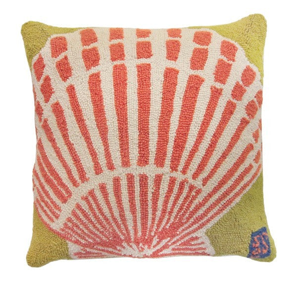 Scallop Seashell 18x18 Hooked Pillow