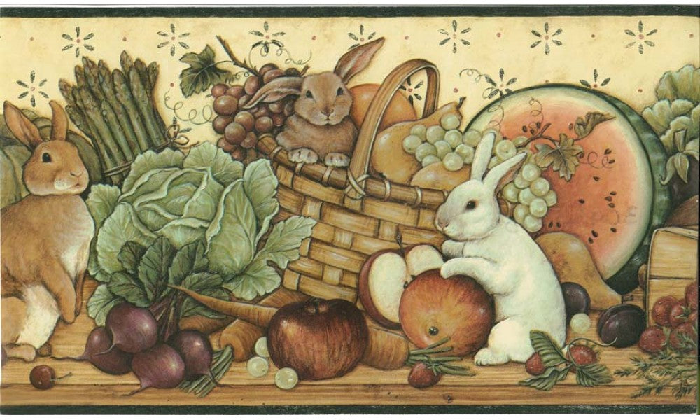 30992310 Fruits and Animals Wallpaper Border