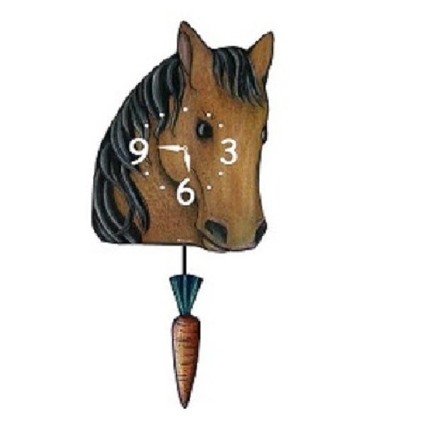Brown Horse Pendulum Wall Clock