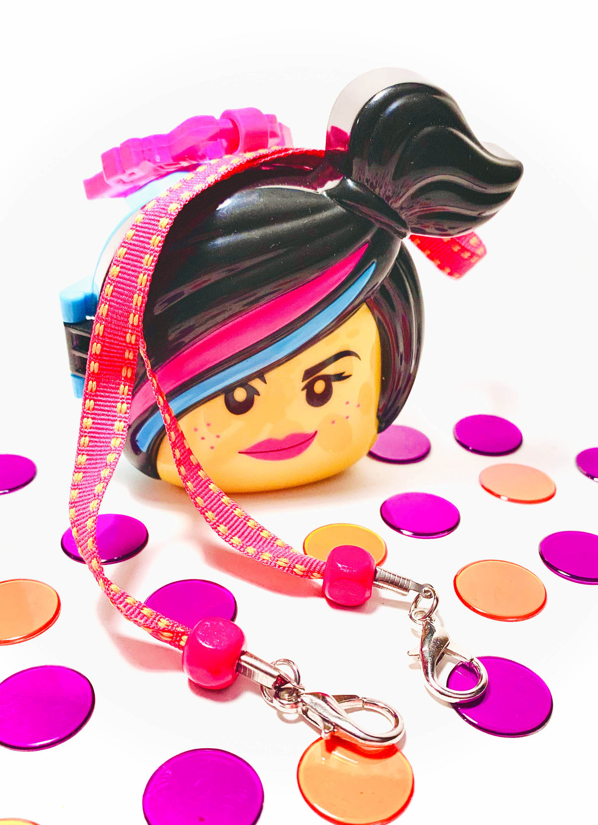 Pink Point Face Mask Holder Wooden Necklace