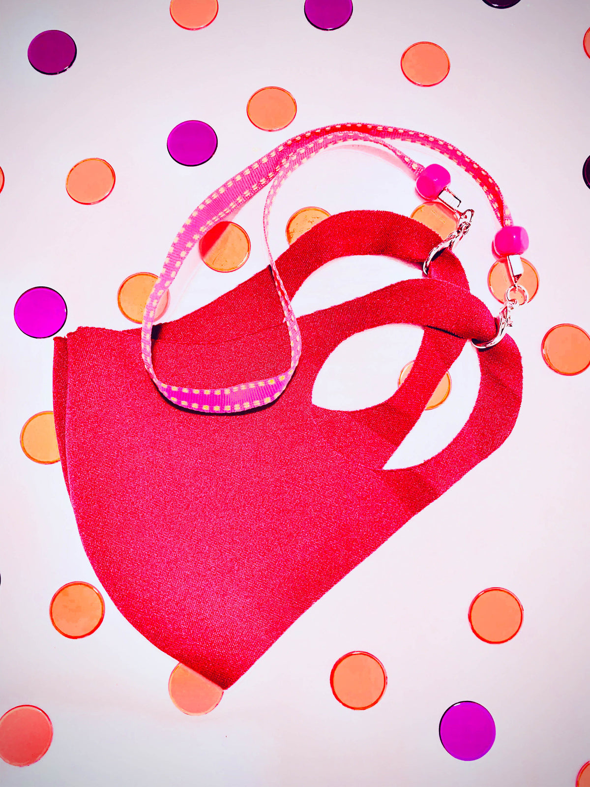 Pink Point Face Mask Holder Wooden Necklace