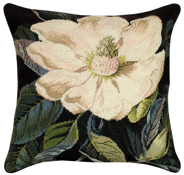 Magnolia 18 x 18 Needlepoint Pillow