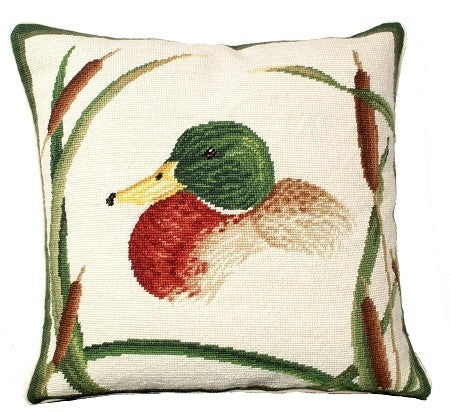 Mallard with Cattails Decorative Pillow