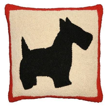 Scottie 18x18 Hand Hooked Decorative Pillow