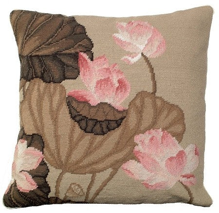 Fall Lotus 18x18 Needlepoint Pillow NCU-344B2