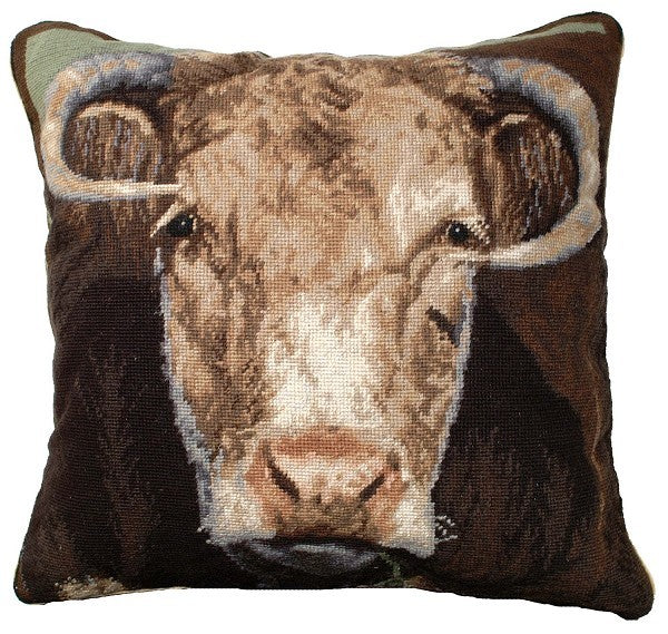 Ralph the Bull 20x20 Needlepoint Pillow