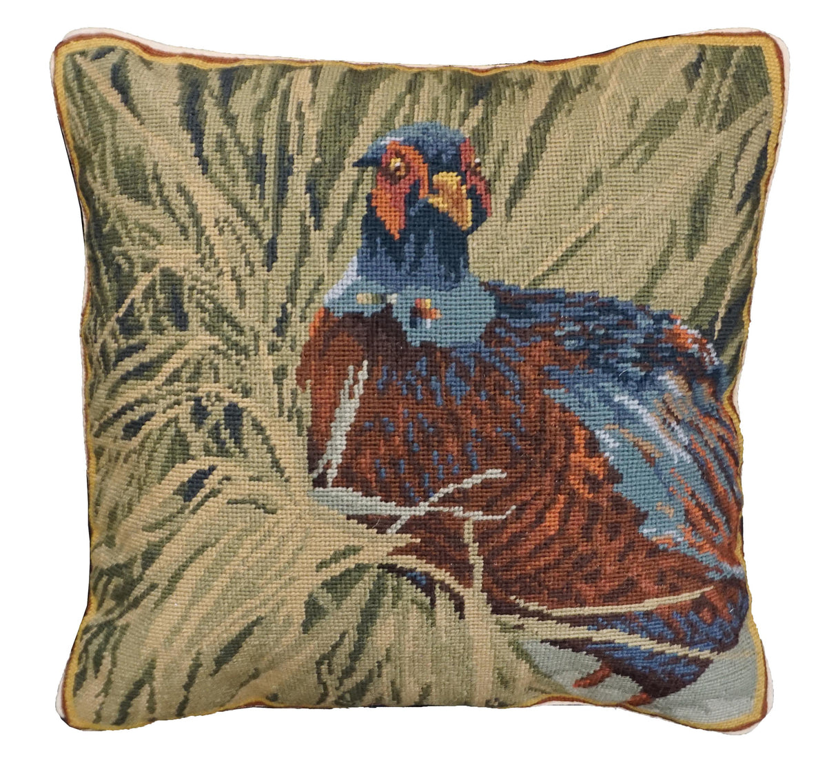 Hiding Pheasant 18&quot; x 18&quot; Needlepoint Pillow