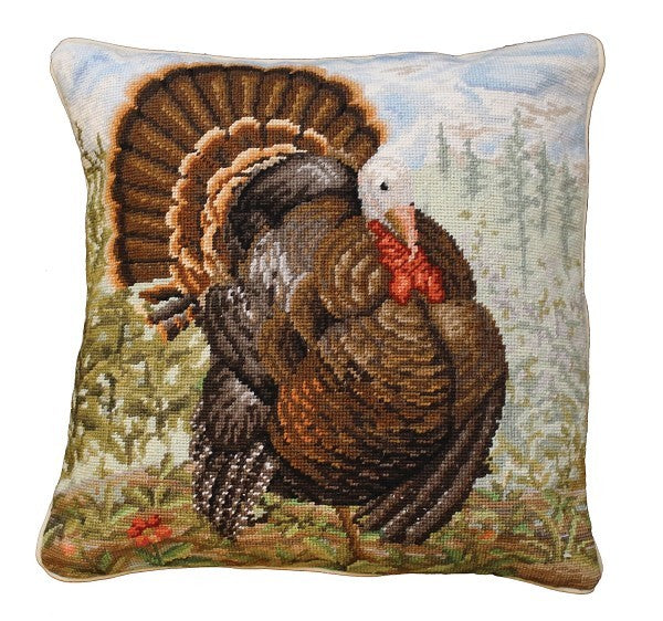 Tom Turkey 18x18 Needlepoint Pillow