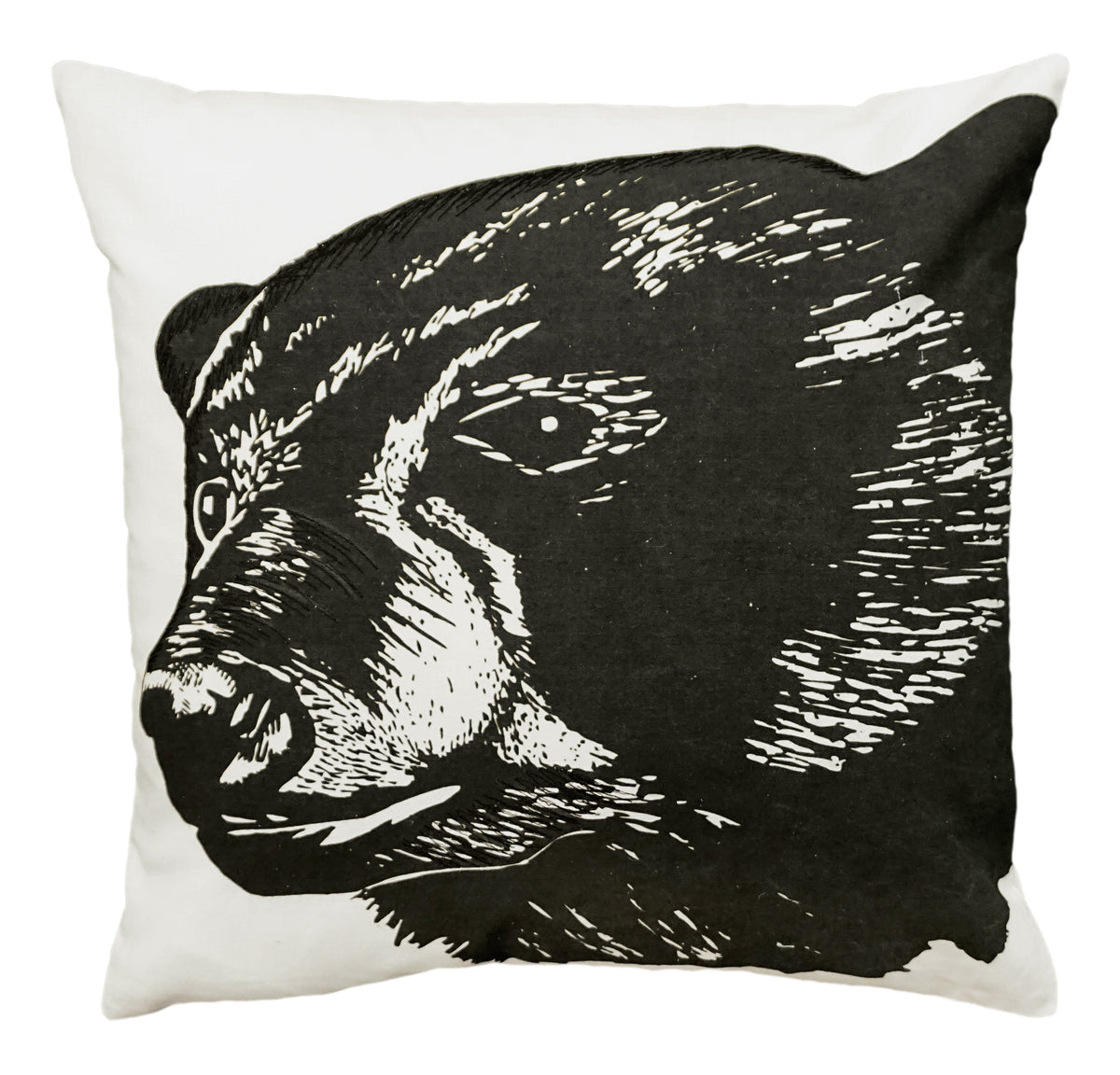 Black Bear 20&quot;x20&quot; Cotton Embroidered Pillow