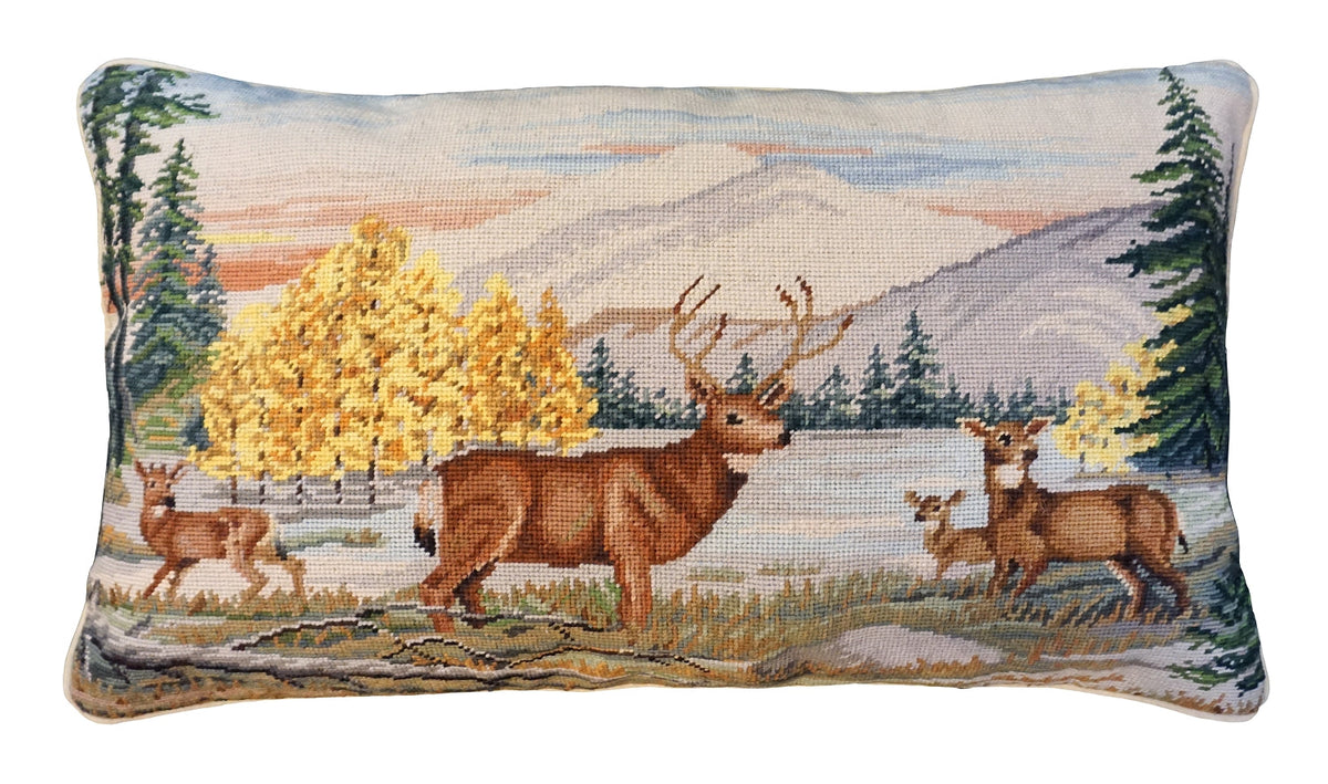 Deer Park Needlepoint Pillow 16&quot; x 28&quot;