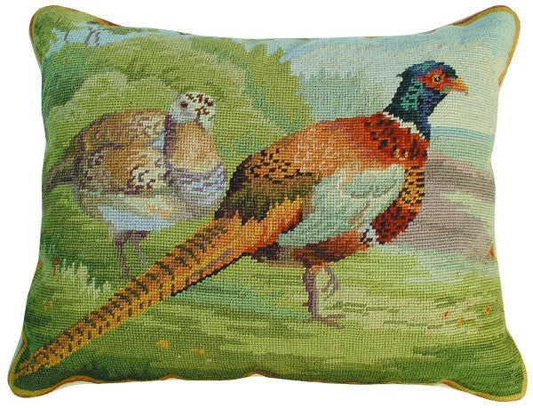 Pheasants in the Field 16X20 Needlepoint Pillow