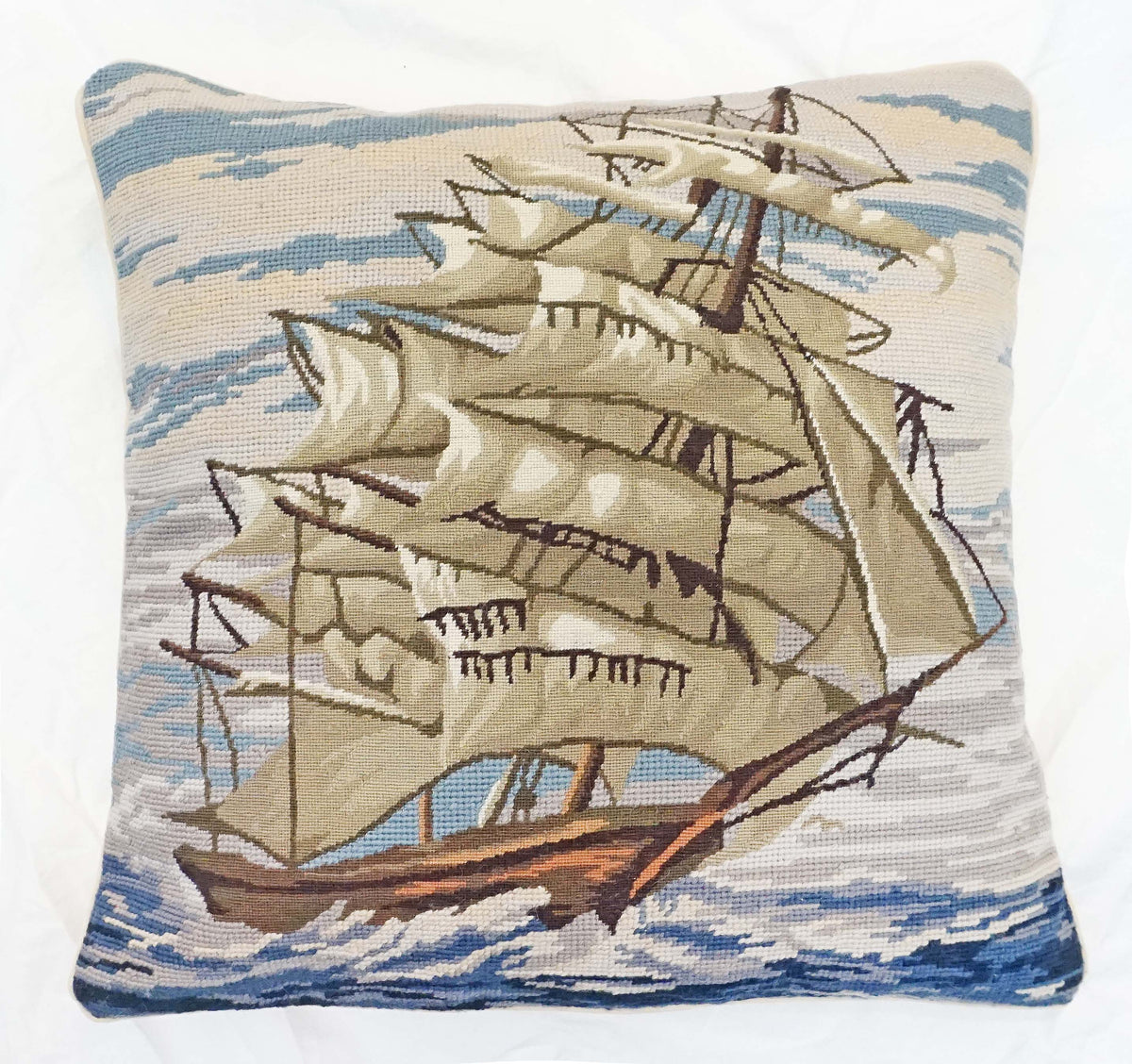 Tall Ship Mixed Stitch Pillow 18&quot;x18&quot;