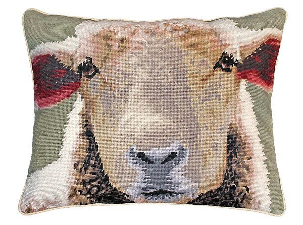 Sheep Face 16x20 Needlepoint Pillow