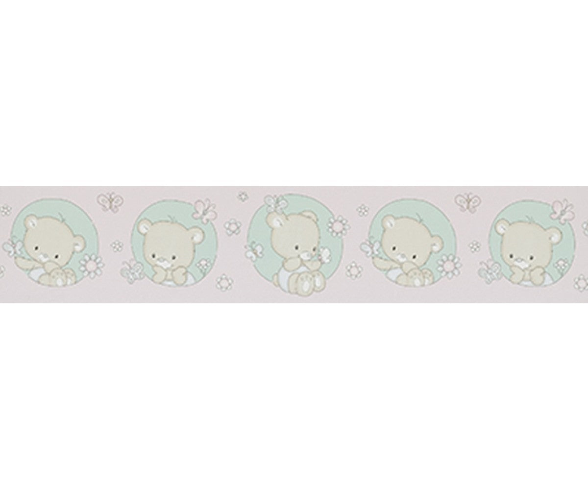 Teddy Bear Nature Purple Turquoise 0013-05 Wallpaper Border