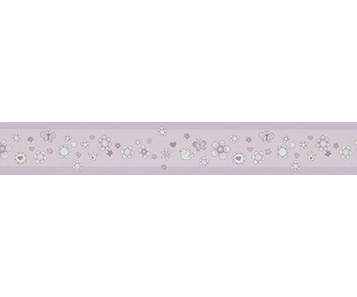 Flowers Birds Violet 0014-09 Wallpaper Border