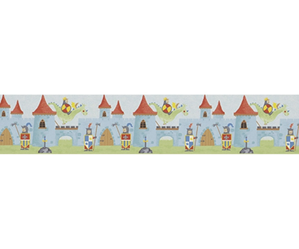 Dragon Castle Blue Red 0015-18 Wallpaper Border