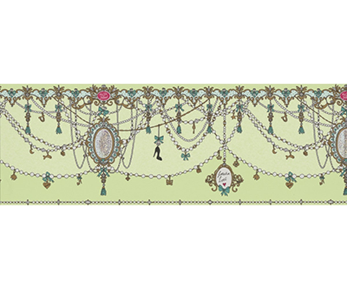 Ornamental Charms Swags Green 0097-07 Wallpaper Border