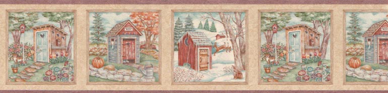 Country Toilet Bathroom STN6051 Wallpaper Border