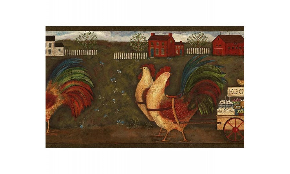 Rust Country Roosters GG54142 Wallpaper Border