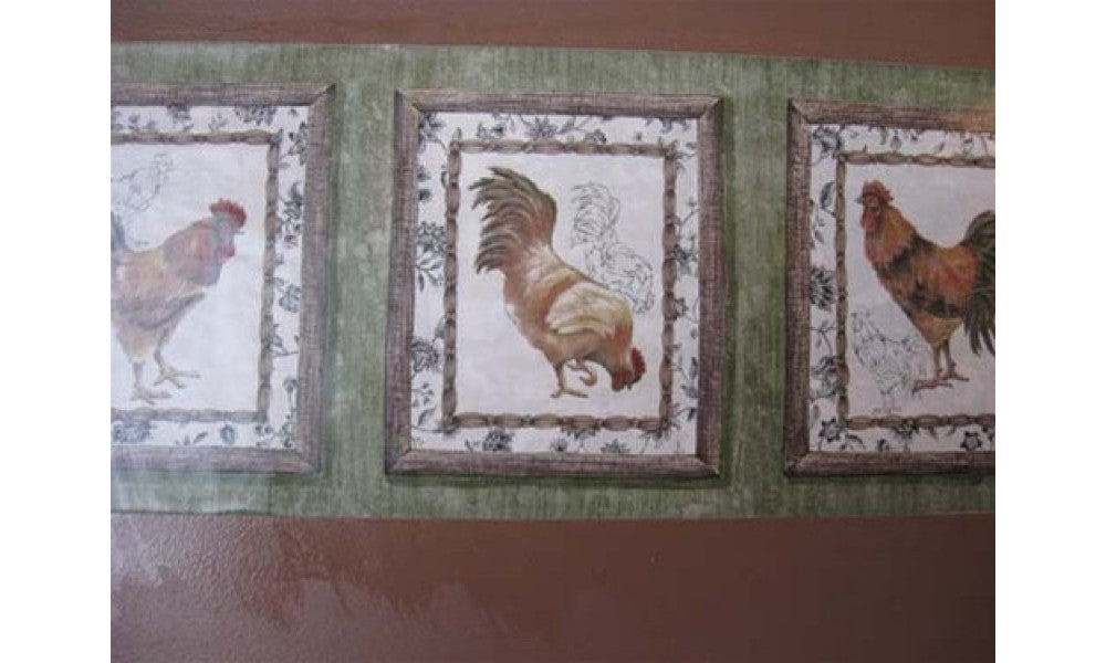 Dark Brown Framed Rooster 5506053 Wallpaper Border