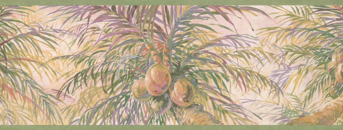 Coconuts on Palm Trees Blush Pink HV6014B Wallpaper Border