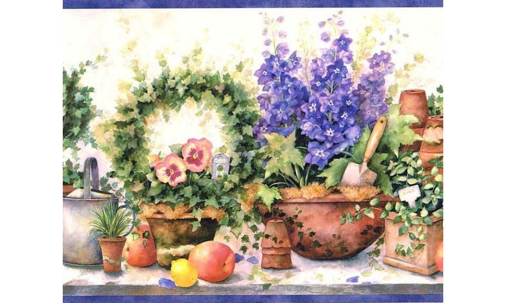 Blue Gardening SI37231B SI37231 Wallpaper Border
