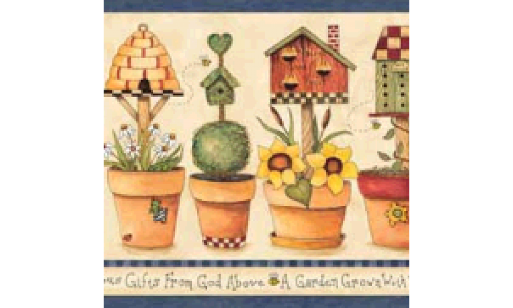 Blue Gardening ALB3762 Wallpaper Border