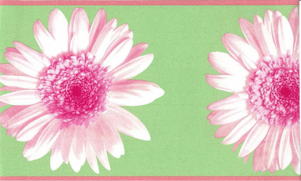 Green Pink Flower RU8302 Wallpaper Border