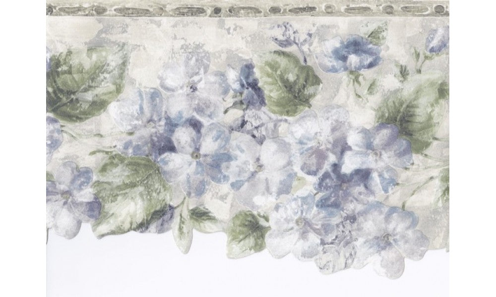 Green Silver Blue Floral ED76266 Wallpaper Border
