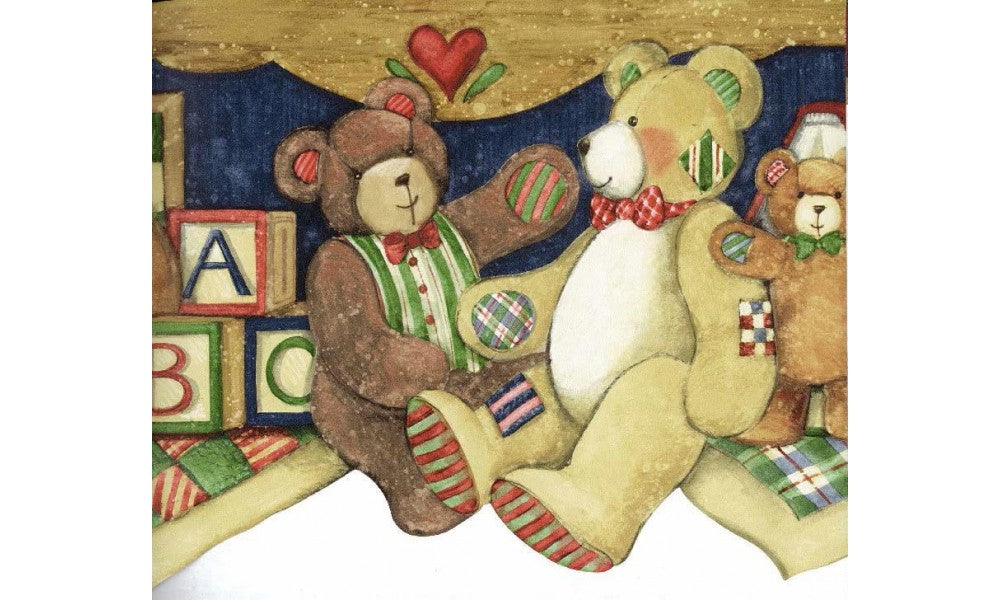 ABC Brown Gray Teddy Bear SU75921 Wallpaper Border