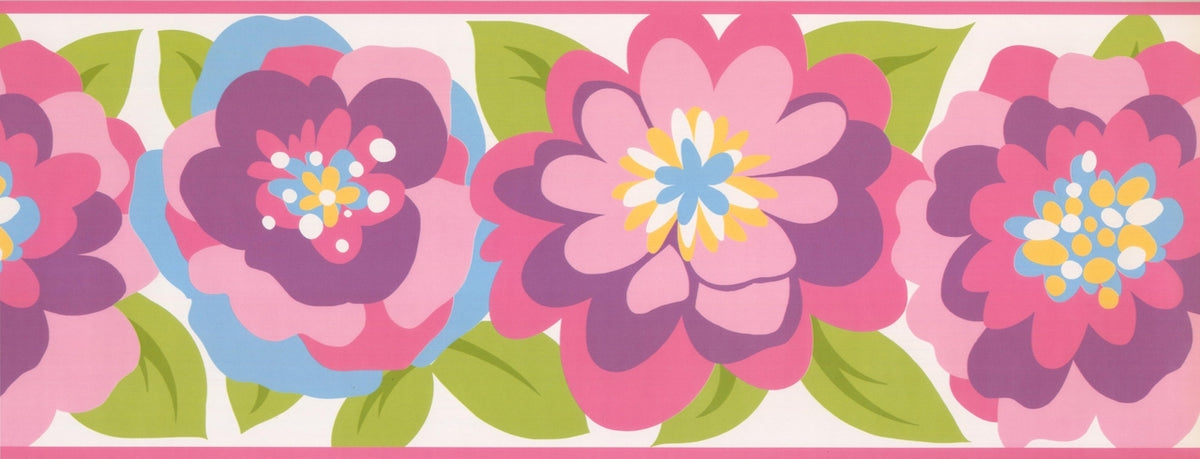 Purple Pink Teal Yellow Brown ZB3439BD Wallpaper Border