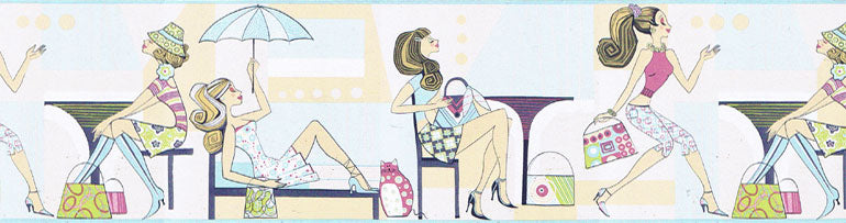 Fancy Ladies Umbrella GU79213 Wallpaper Border