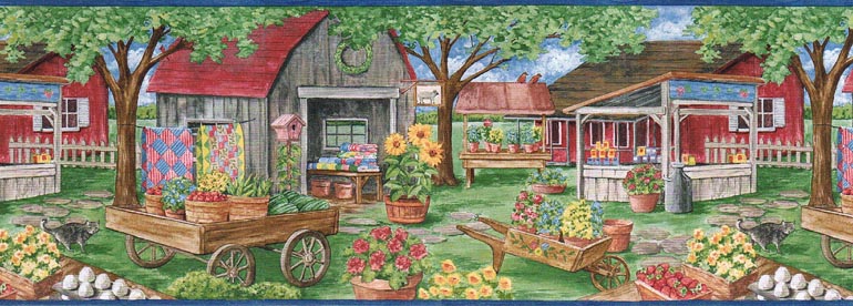 Farm Market Laundry Line AFR7130 Wallpaper Border