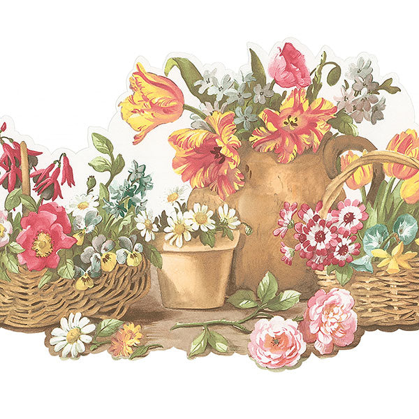 Red Yellow Flower Pots FK78464DC Wallpaper Border