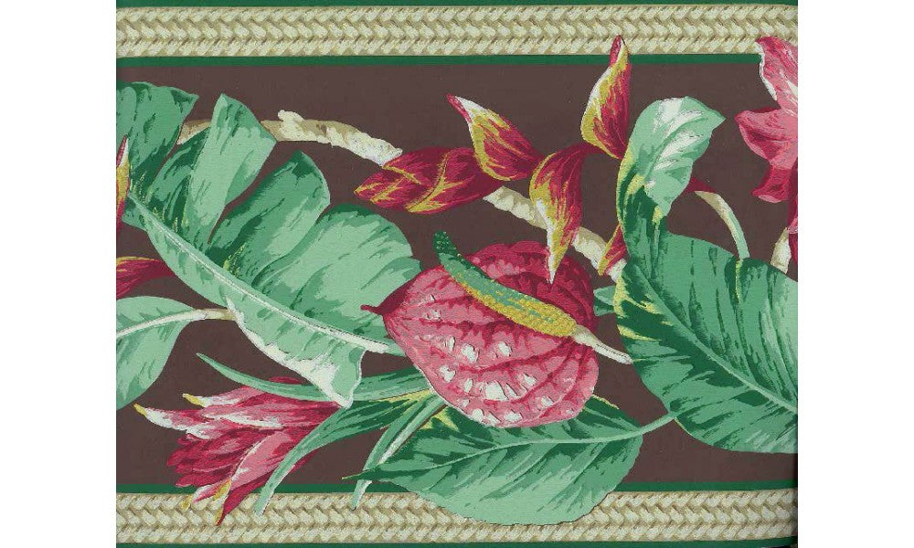 Pink Petal Fresh leaves NG8059 Wallpaper Border