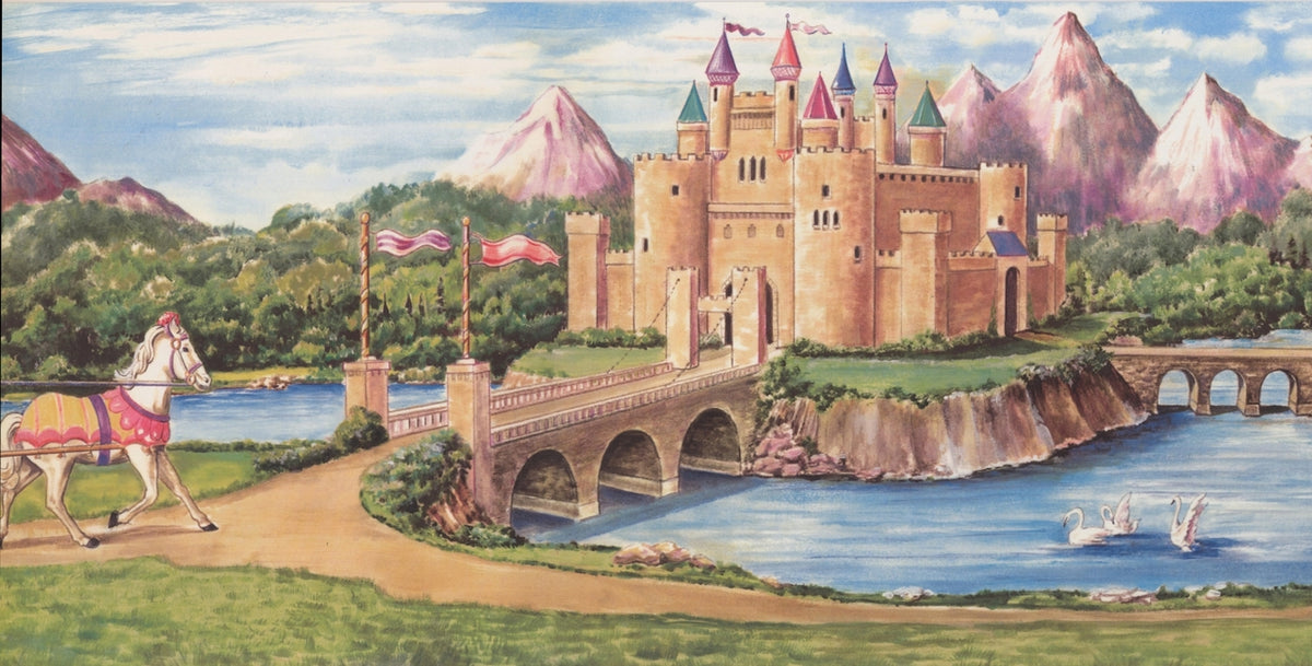 Fairy Tales Castle Horse Drawn BE11381B Wallpaper Border