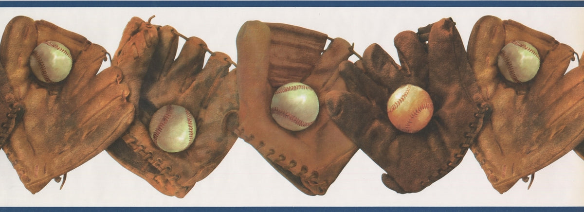 Vintage Brown Baseball Gloves BE10841B Wallpaper Border