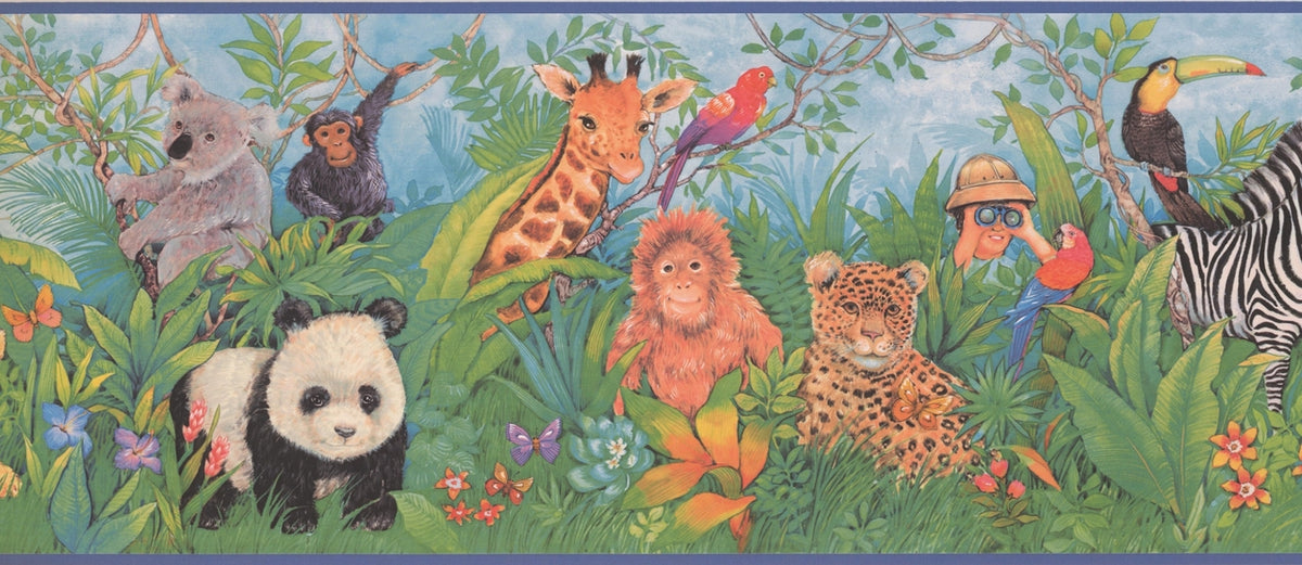 Jungle Panda Tiger Monkey KZ1211B Wallpaper Border
