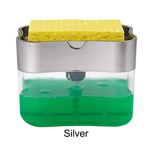S&t Inc. Soap Pump Dispenser and Sponge Holder, 13 Ounces